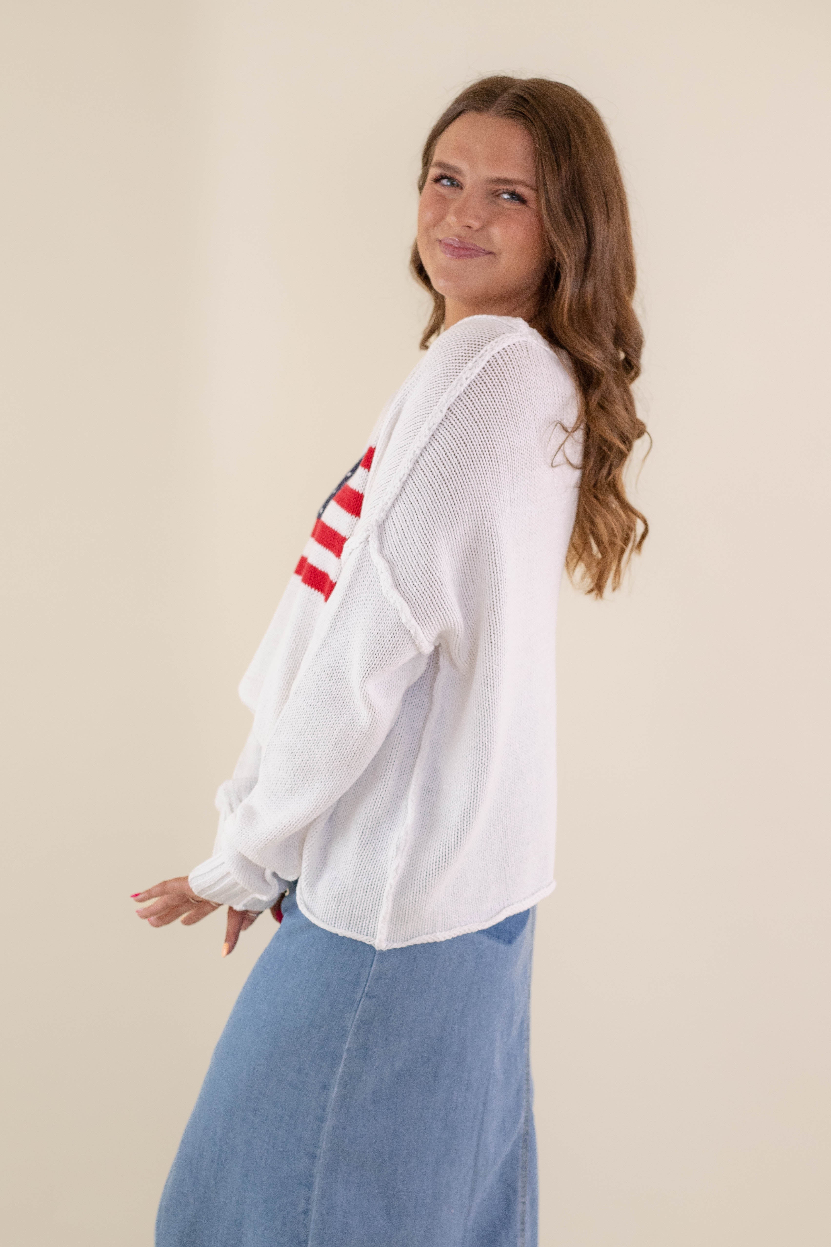 RESTOCK: All American Sweater-White - Image 7