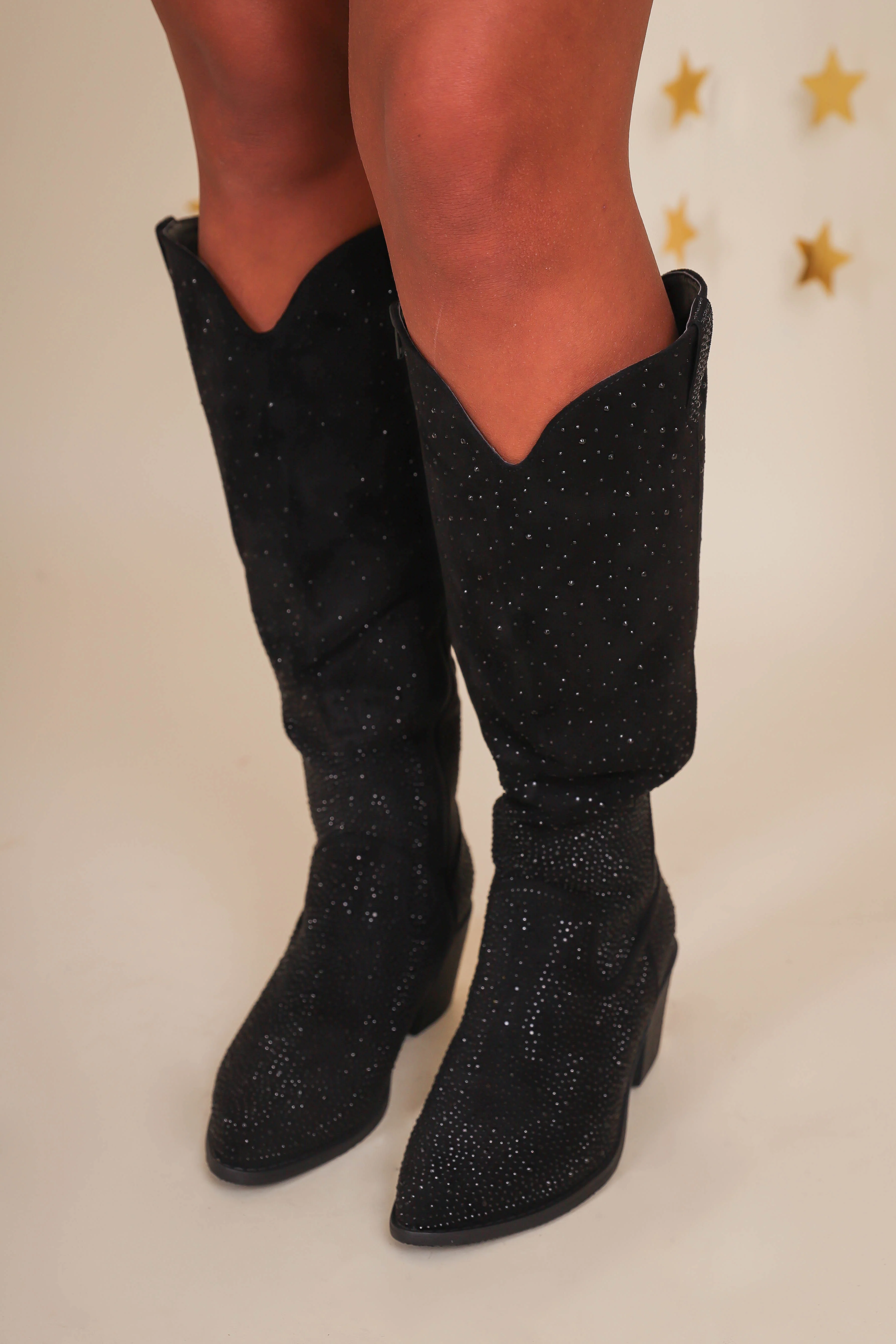 Dolly Rhinestone Western Boots-Black - Image 6