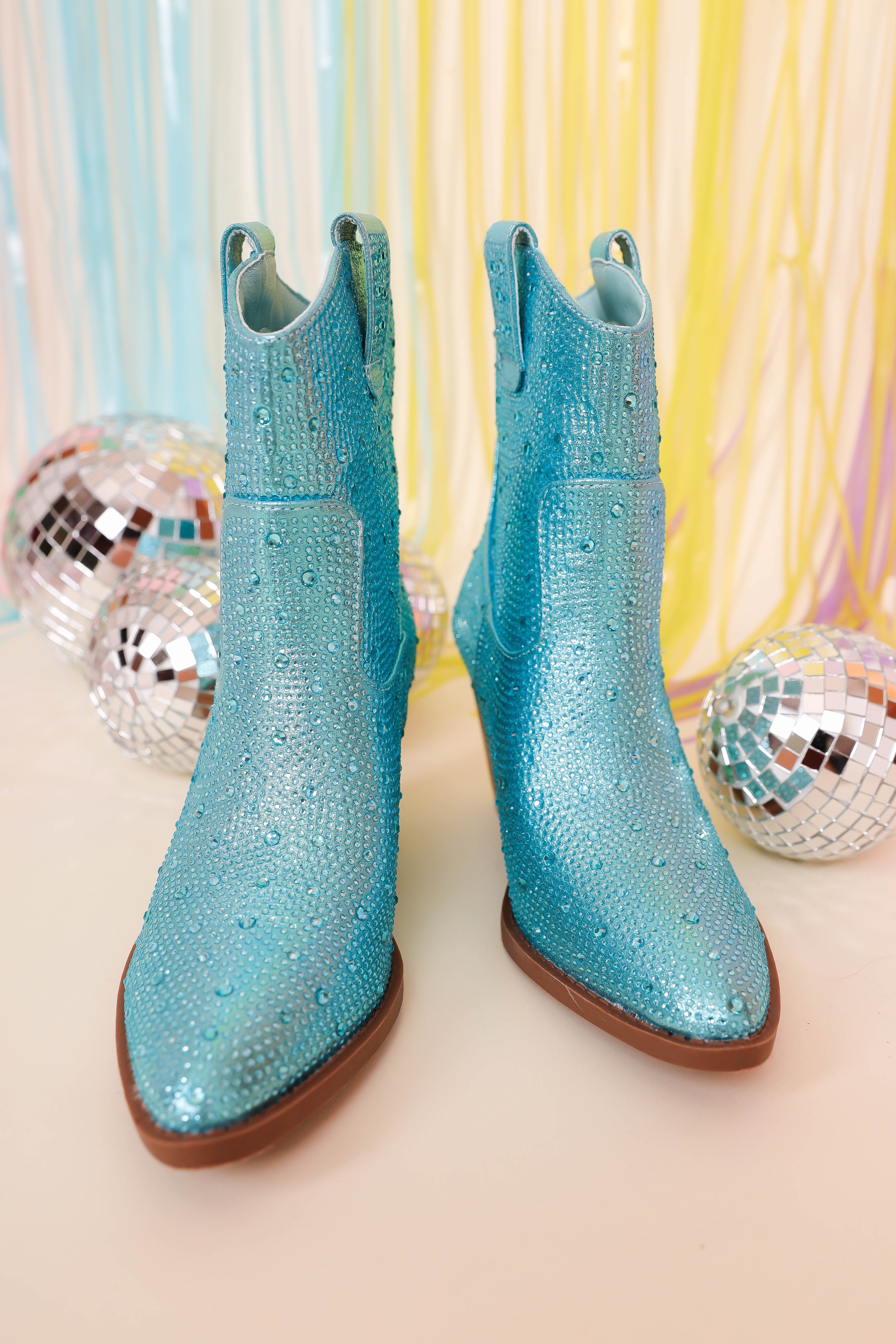Gretchen Rhinestone Booties-Blue - Image 5