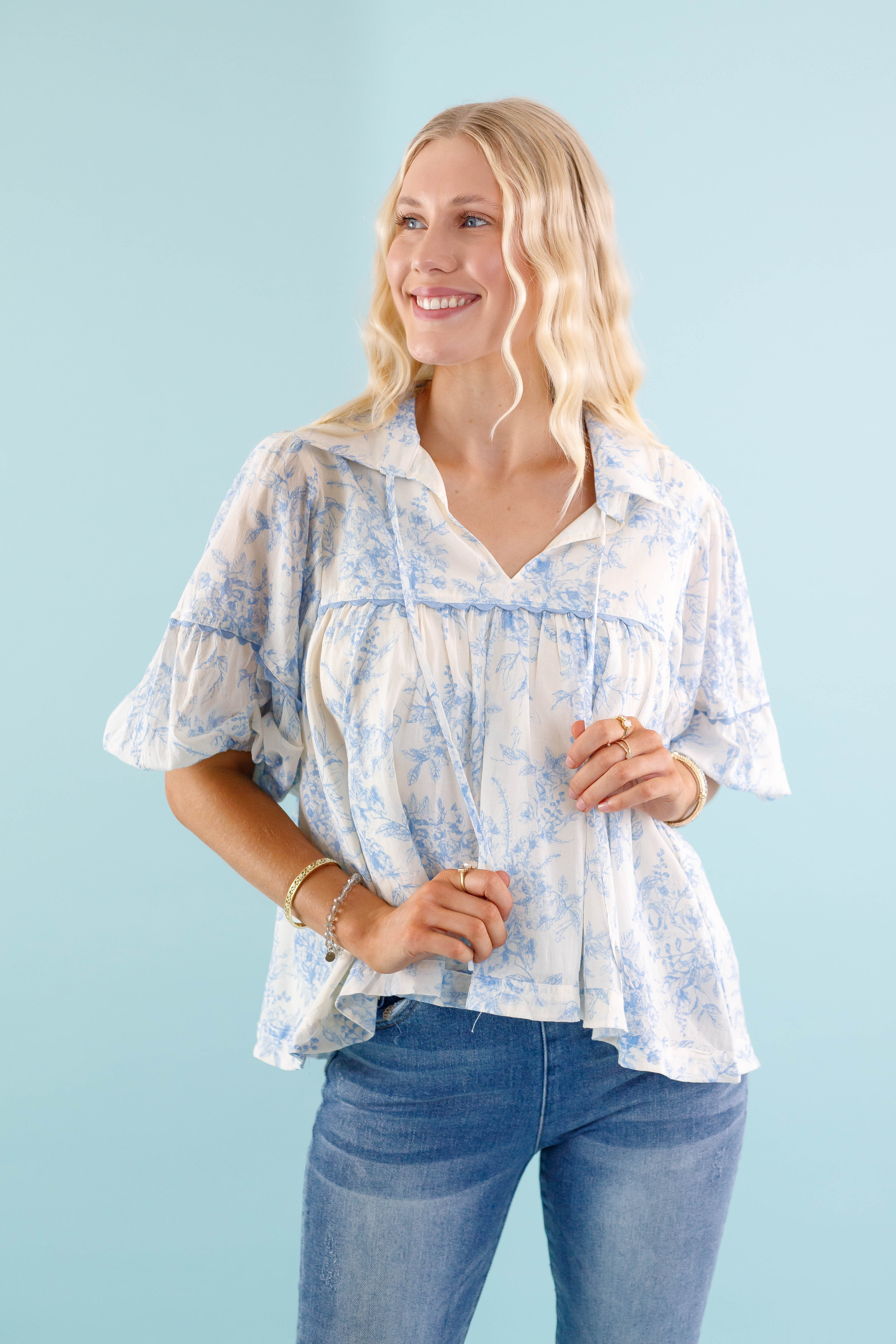 RESTOCK: Listen To the Wind Blouse-Blue - Image 5