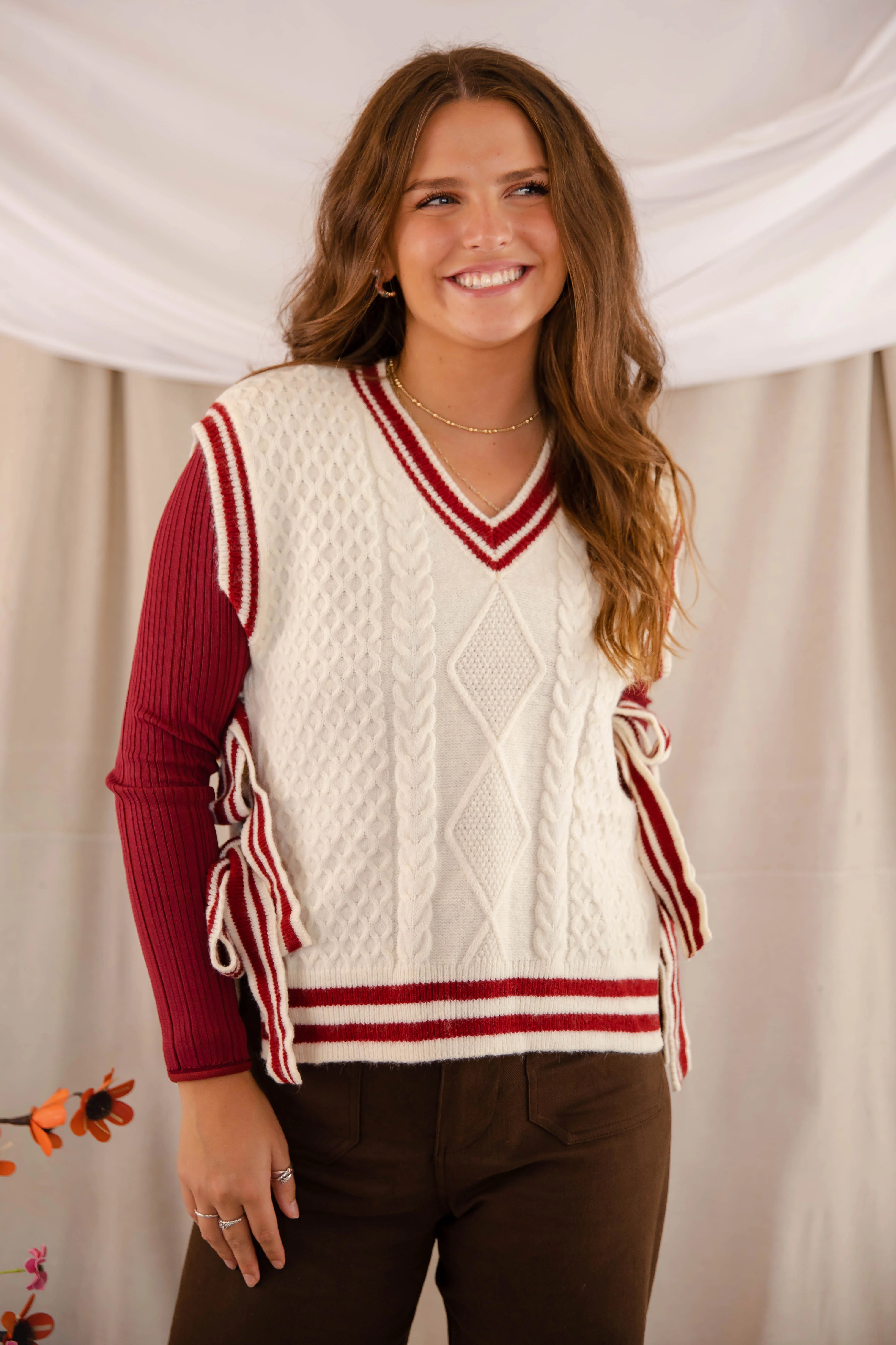Truth Or Dare Sweater Vest-Brick - Image 7