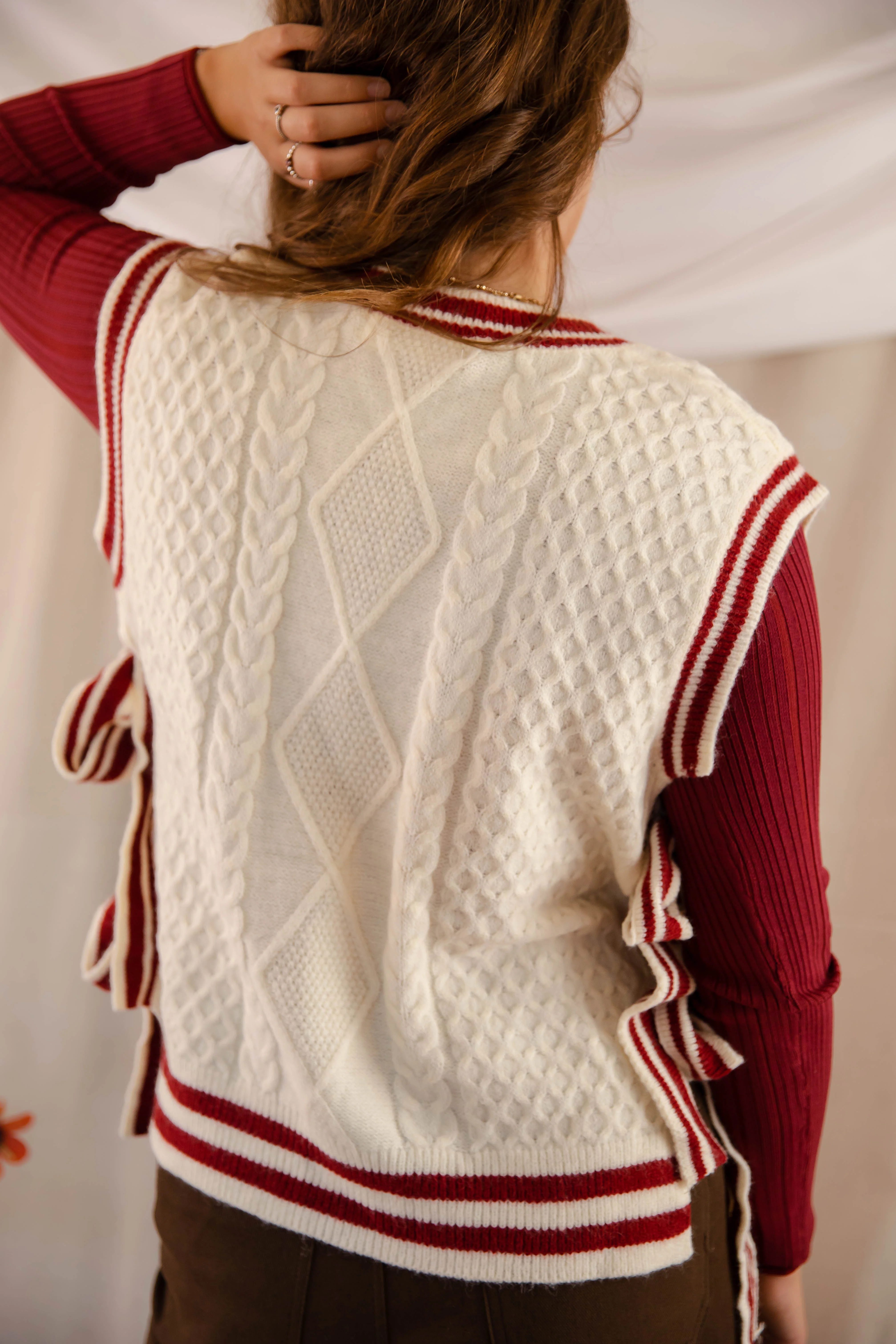 Truth Or Dare Sweater Vest-Brick - Image 8
